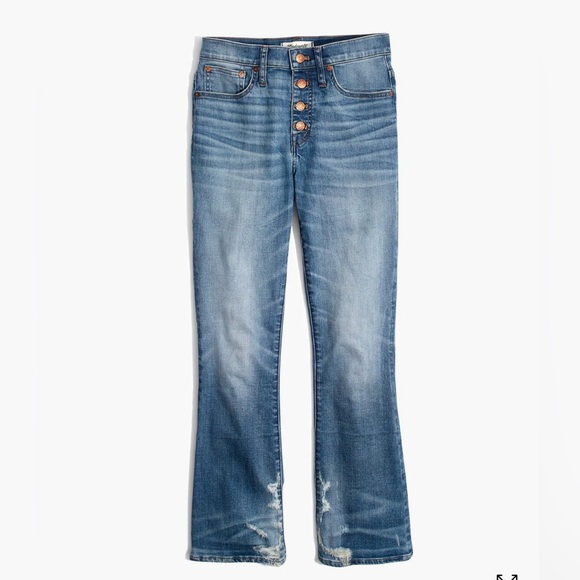 Madewell Petite Cali Demi-Boot Jeans in Bess Wash: 4 Button-Front Edition Sz 26 - Picture 2 of 12